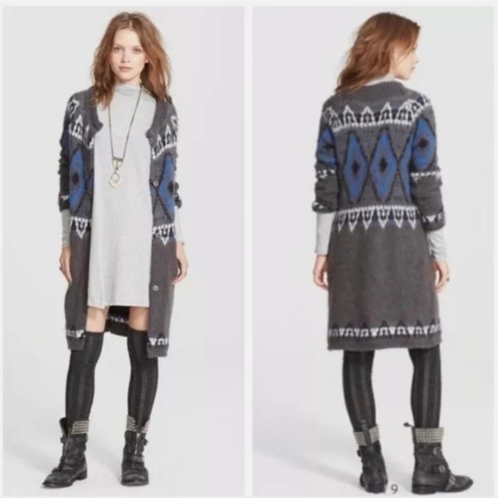 Free People Frosted fair isle mohair blend cardigan - like new
